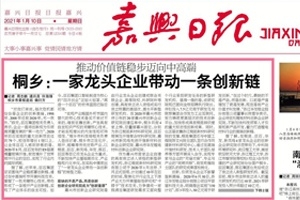 嘉興日報頭版頭條點贊！桐鄉(xiāng)：一家龍頭企業(yè)帶動一條創(chuàng)新鏈